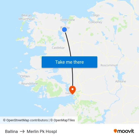 Ballina to Merlin Pk Hospl map