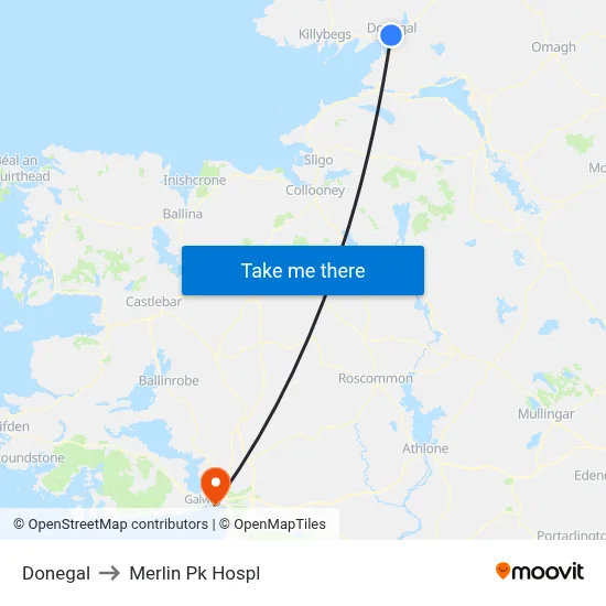 Donegal to Merlin Pk Hospl map