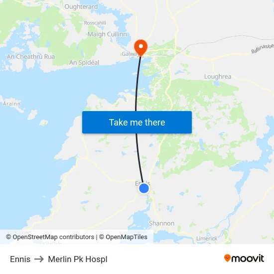 Ennis to Merlin Pk Hospl map