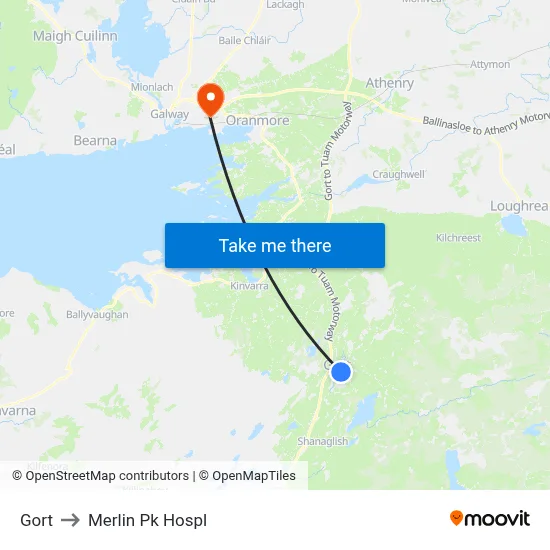 Gort to Merlin Pk Hospl map