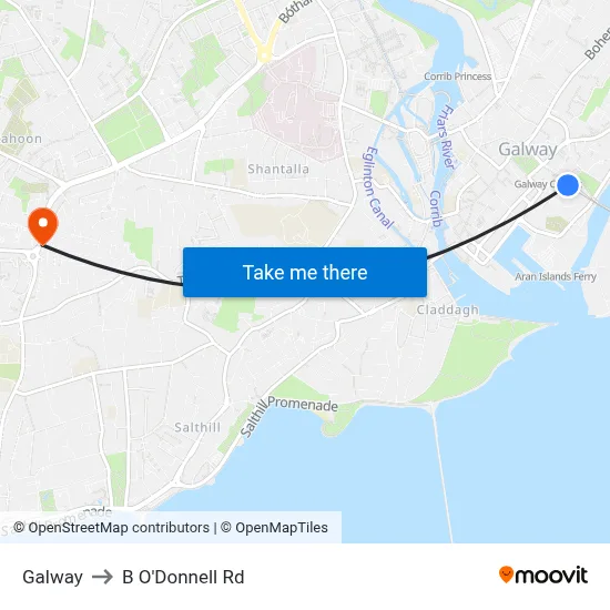 Galway to B O'Donnell Rd map