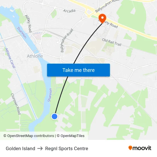 Golden Island to Regnl Sports Centre map