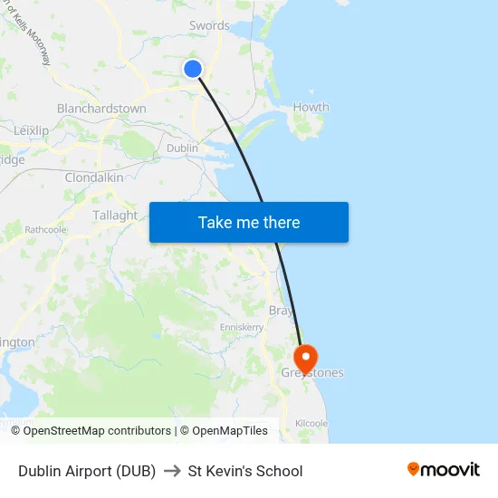 Dublin Airport (DUB) to St Kevin's School map