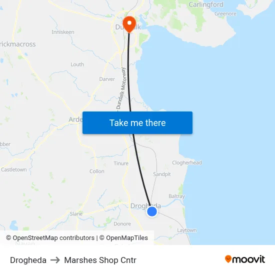 Drogheda to Marshes Shop Cntr map