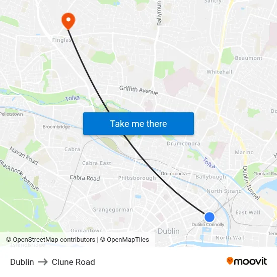 Dublin to Clune Road map