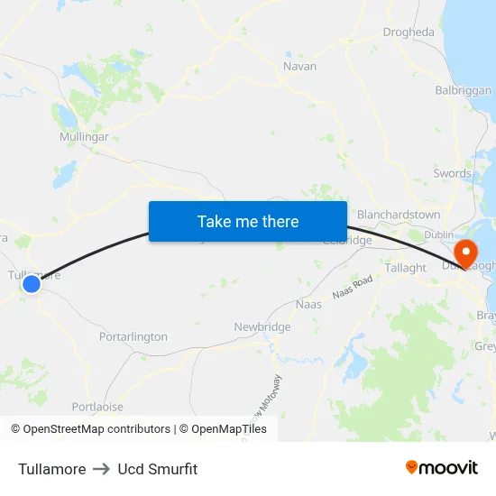 Tullamore to Ucd Smurfit map