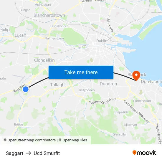 Saggart to Ucd Smurfit map