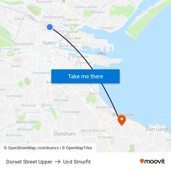 Dorset Street Upper to Ucd Smurfit map