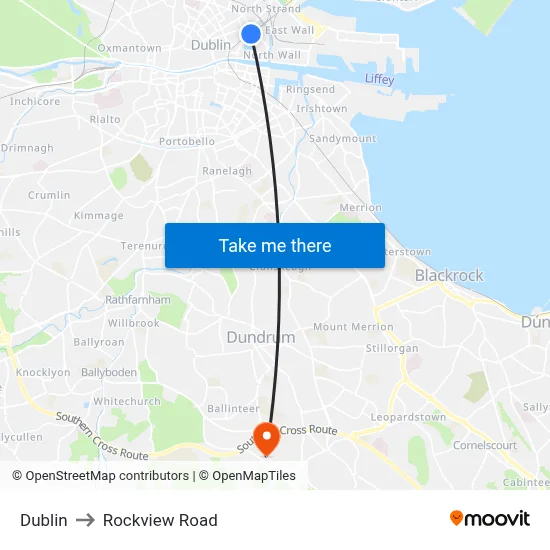 Dublin to Rockview Road map