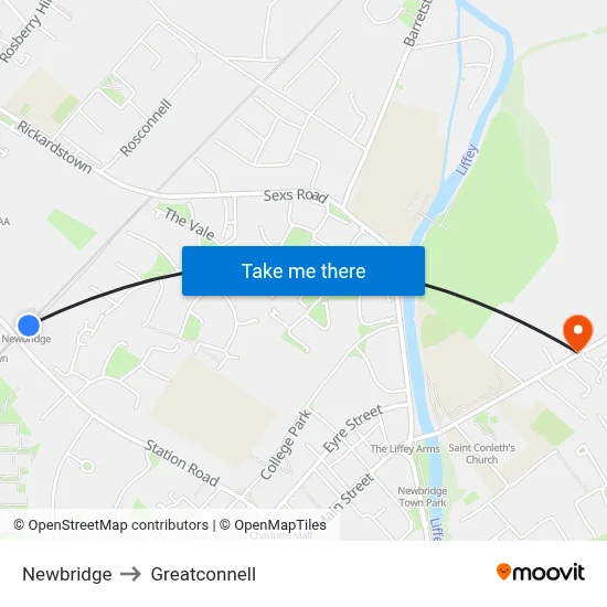 Newbridge to Greatconnell map