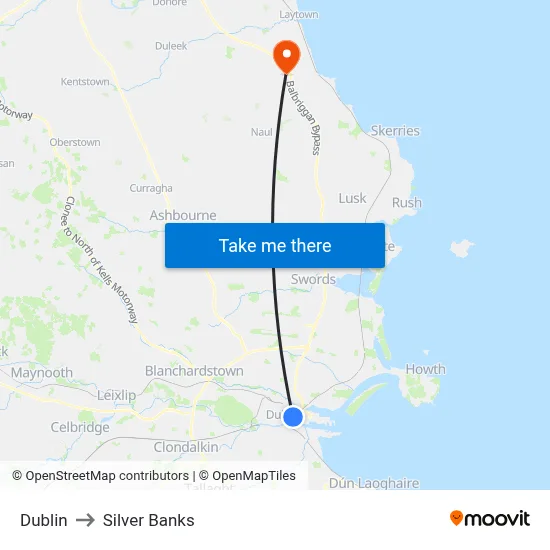 Dublin to Silver Banks map