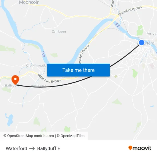 Waterford to Ballyduff E map
