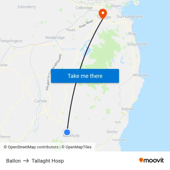 Ballon to Tallaght Hosp map