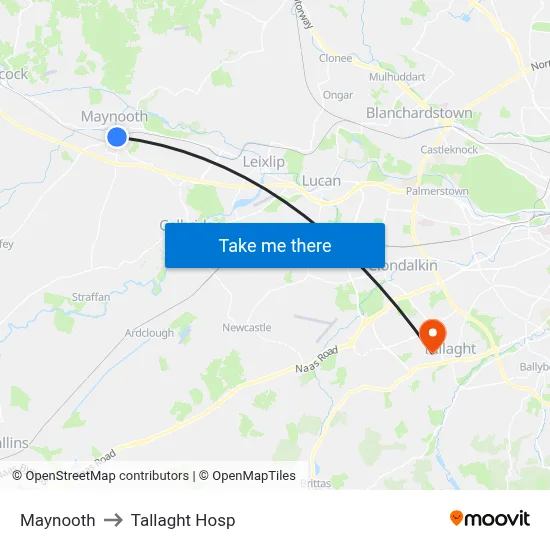 Maynooth to Tallaght Hosp map