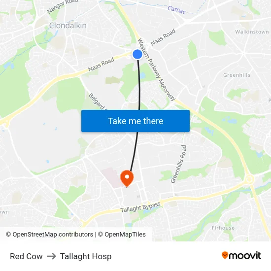Red Cow to Tallaght Hosp map