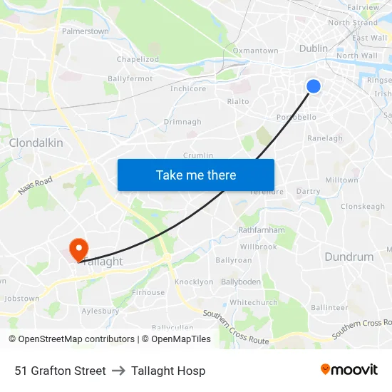 51 Grafton Street to Tallaght Hosp map