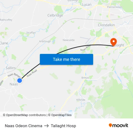 Naas Odeon Cinema to Tallaght Hosp map