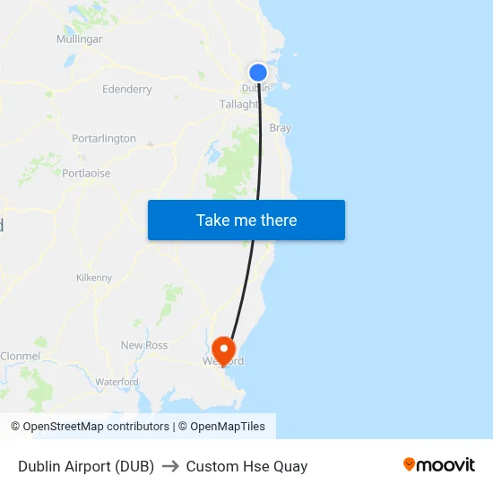 Dublin Airport (DUB) to Custom Hse Quay map