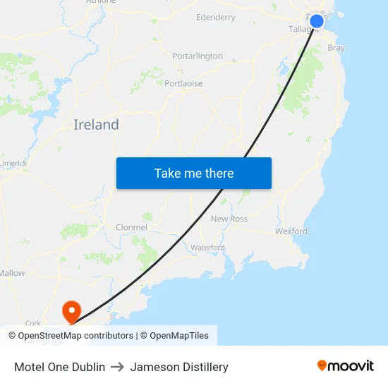 Motel One Dublin to Jameson Distillery map