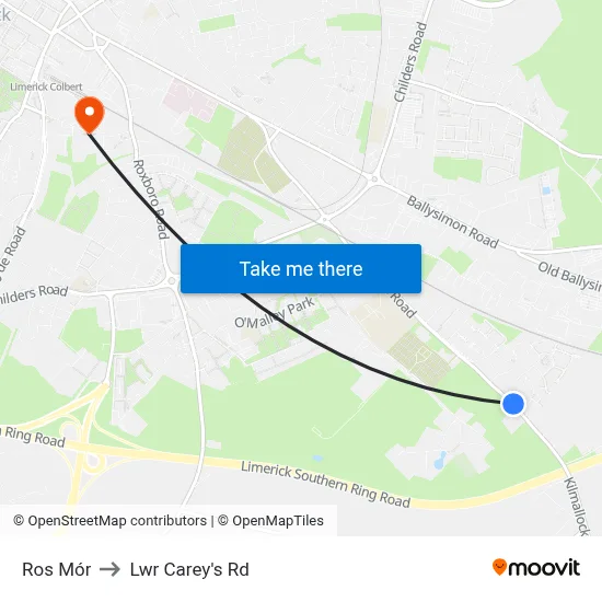 Ros Mór to Lwr Carey's Rd map