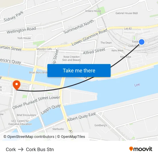 Cork to Cork Bus Stn map