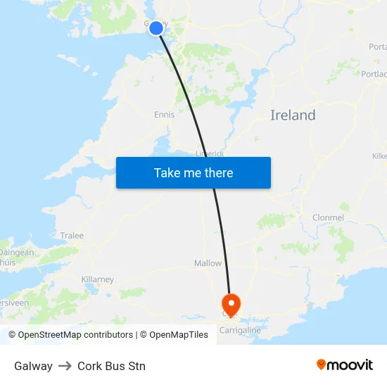 Galway to Cork Bus Stn map