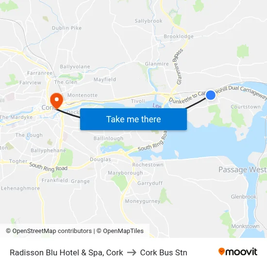 Radisson Blu Hotel & Spa, Cork to Cork Bus Stn map