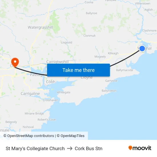 St Mary's Collegiate Church to Cork Bus Stn map
