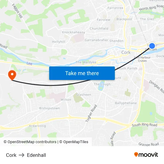 Cork to Edenhall map