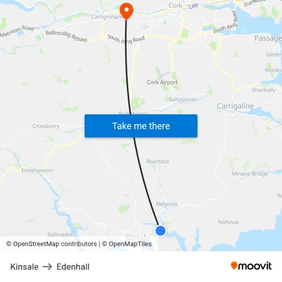 Kinsale to Edenhall map