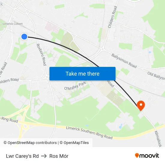 Lwr Carey's Rd to Ros Mór map