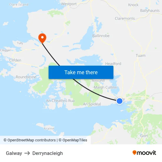 Galway to Derrynacleigh map