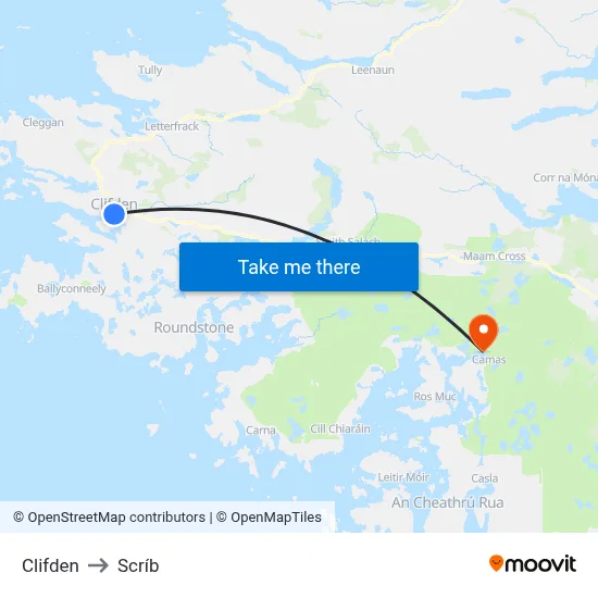 Clifden to Scríb map