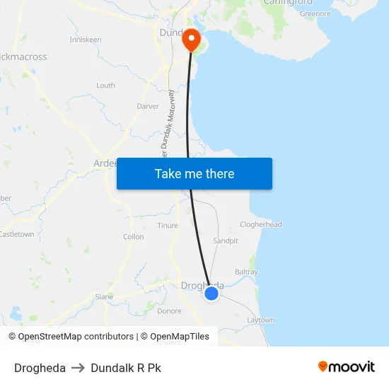 Drogheda to Dundalk R Pk map