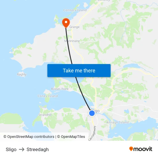 Sligo to Streedagh map