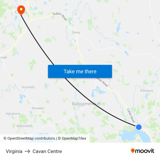Virginia to Cavan Centre map