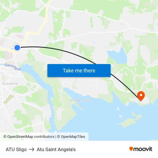 ATU Sligo to Atu Saint Angela's map
