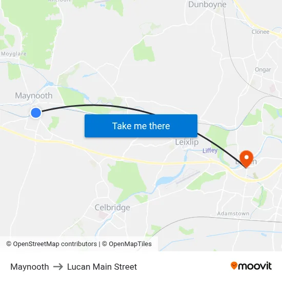 Maynooth to Lucan Main Street map