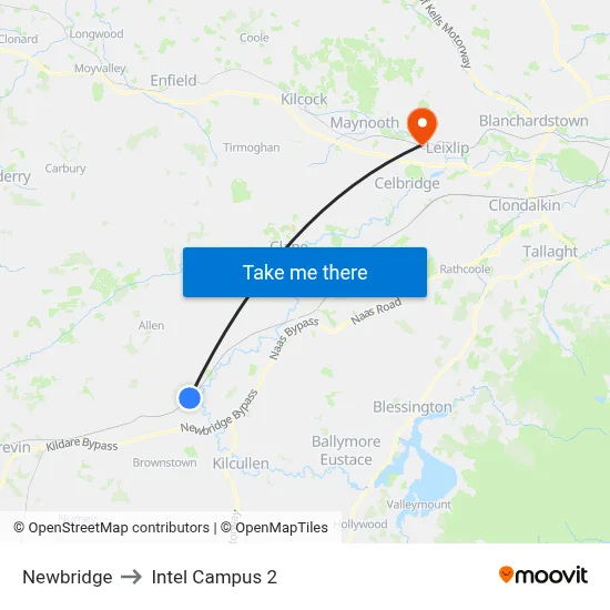 Newbridge to Intel Campus 2 map