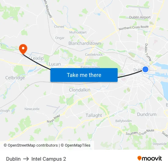 Dublin to Intel Campus 2 map