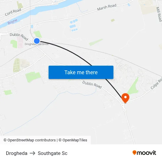 Drogheda to Southgate Sc map