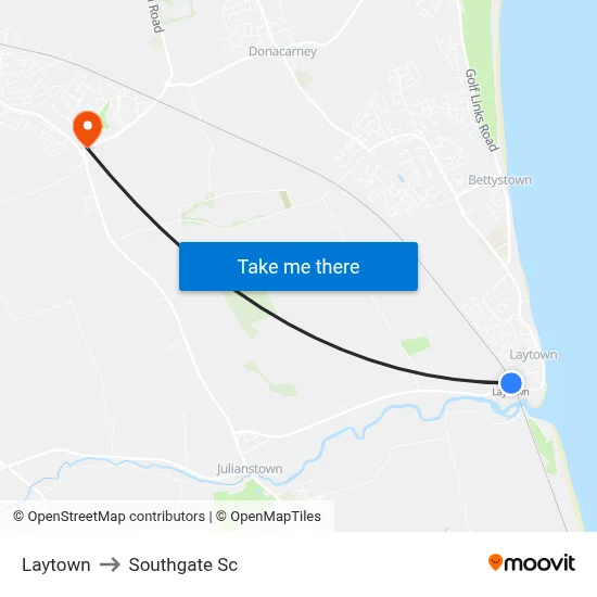 Laytown to Southgate Sc map