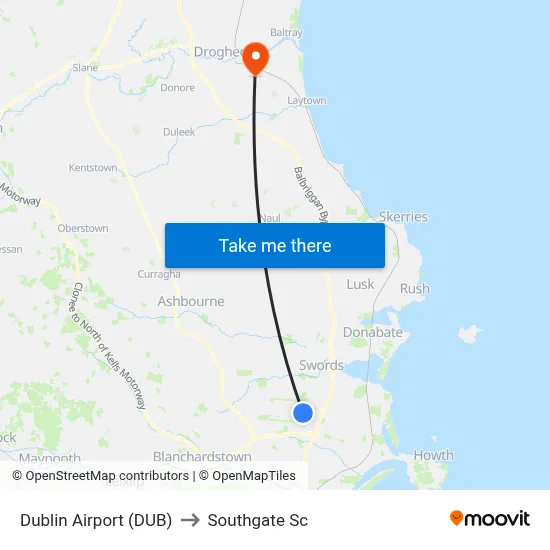 Dublin Airport (DUB) to Southgate Sc map
