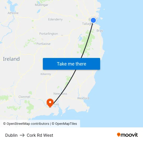 Dublin to Cork Rd West map