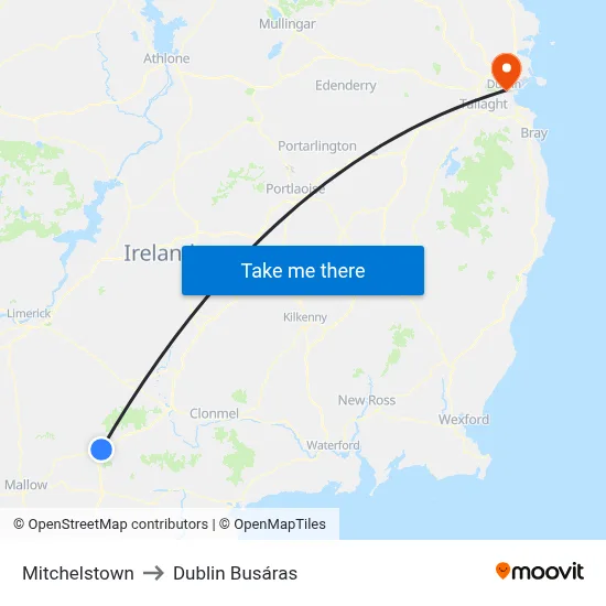 Mitchelstown to Dublin Busáras map