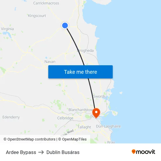 Ardee Bypass to Dublin Busáras map