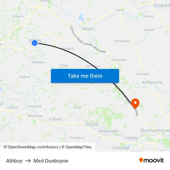 Athboy to Msd Dunboyne map