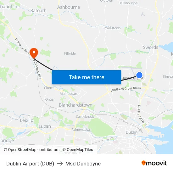 Dublin Airport (DUB) to Msd Dunboyne map