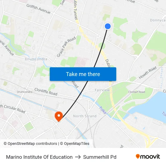 Marino Institute Of Education to Summerhill Pd map