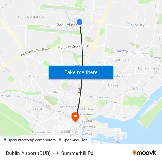 Dublin Airport (DUB) to Summerhill Pd map